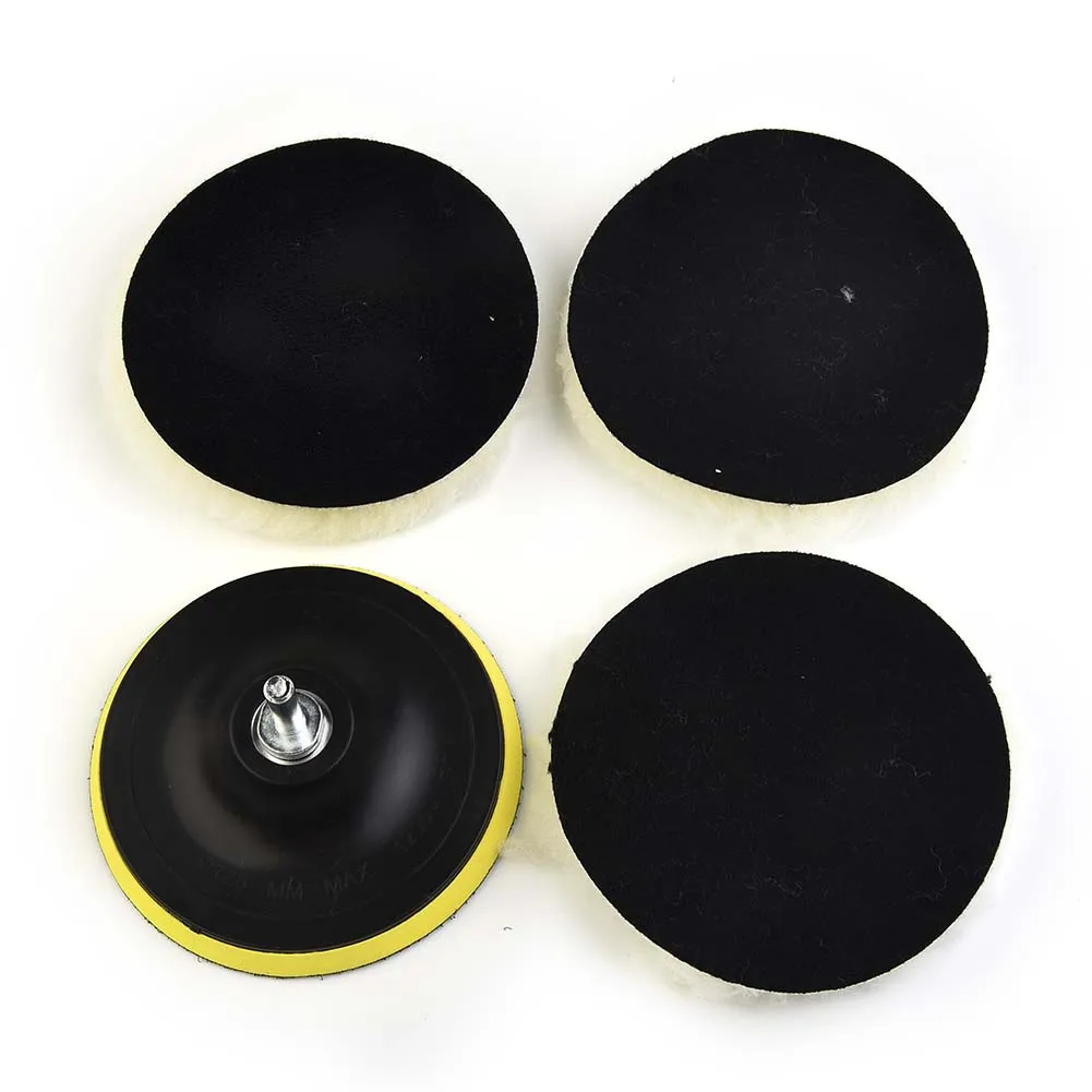 

Durable Practical Polishing Pads Delicate Soft Wool Wheel 5 Inch Mop Kit W/ Sticky Disc&Rod With hooks & loops