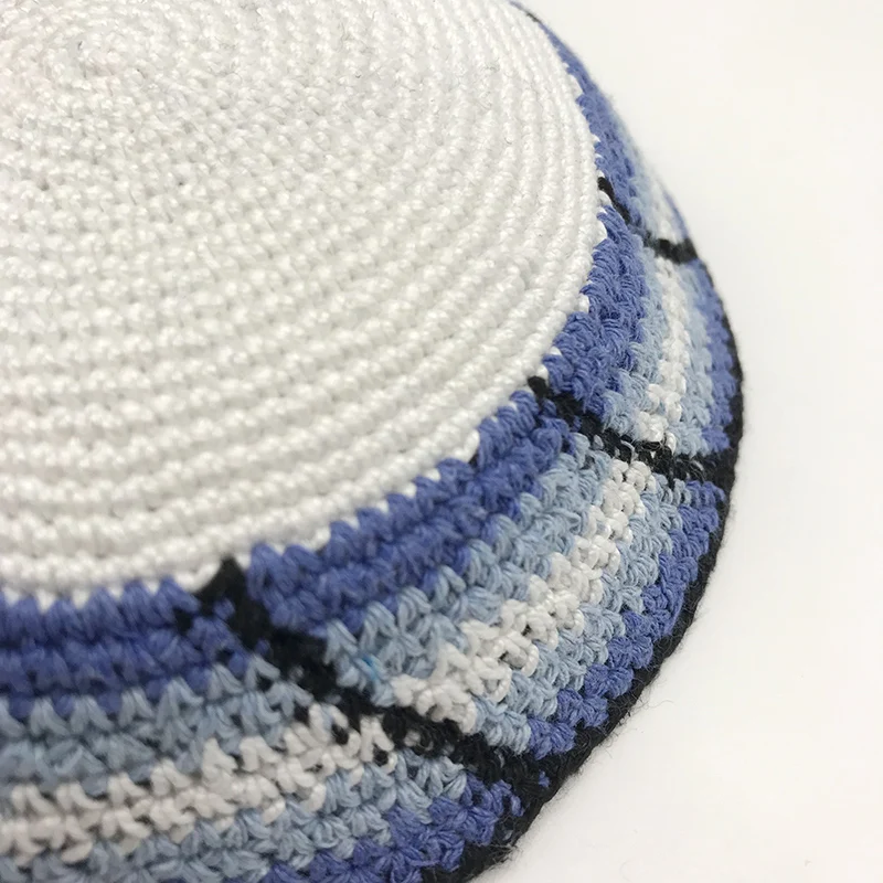 18cm Jewish Kippah Handmade Knitted Yamaka Hat for Men Judaica Yarmulke Kipa Kippot Gift