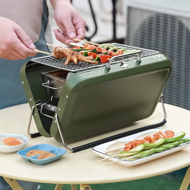 Mini poêle à bois de Camping Portable pliable, barbecue, Grill, brûleur de  charbon de bois d'extérieur, pour la cuisine - AliExpress