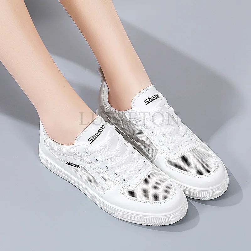 

Туфли женские из натуральной кожи, легкая дышащая сетчатая удобная повседневная обувь на плоской подошве, с закрытым носком