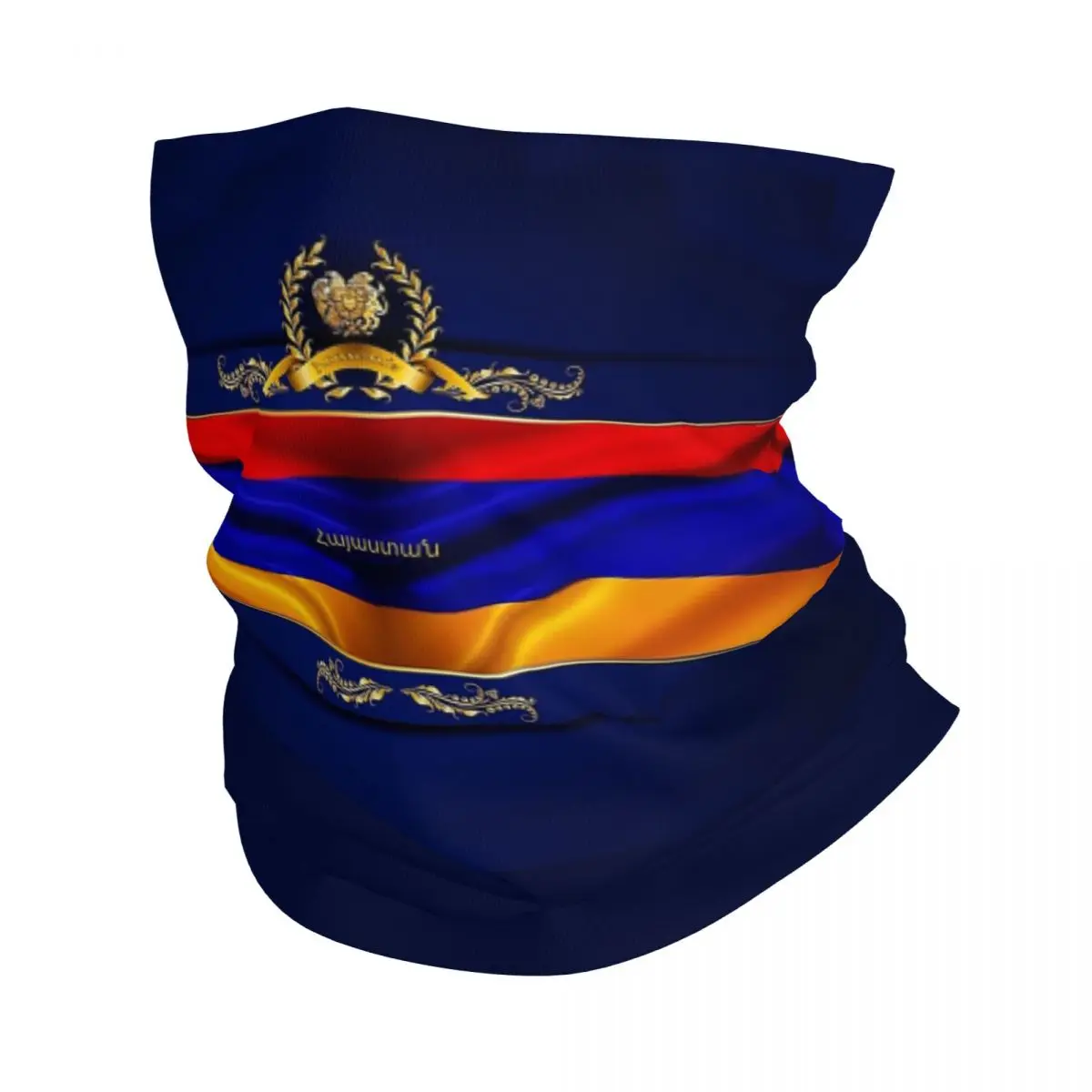 

Golden Armenia Bandana Neck Cover Printed Armenian Flag Mask Scarf Warm Headwear Hiking for Men Women Adult Windproof