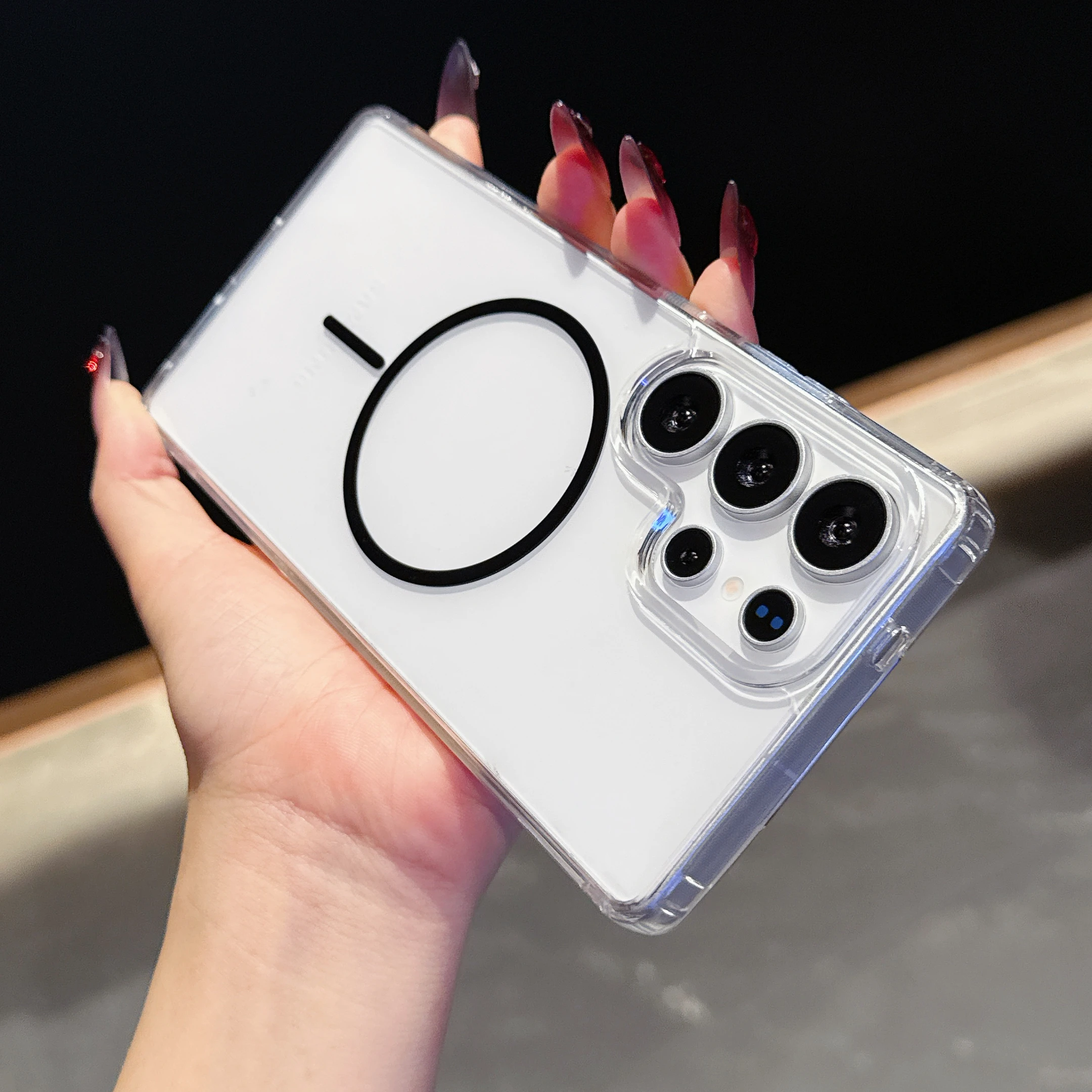 Ultra-Thin HD Clear Magnetic Phone Case with Wireless Charging Compatibility - Acrylic Hard MagSafe Cover