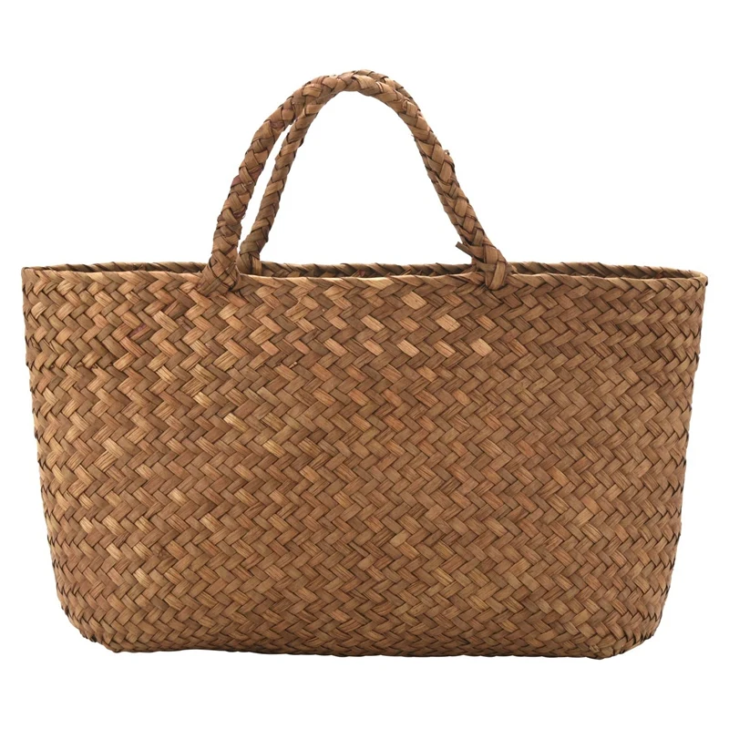 

Casual Straw Bag Natural Wicker Tote Bags Women Braided Handbag For Garden Handmade Mini Woven Rattan Bags