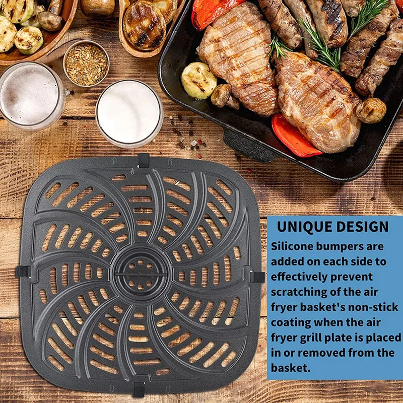 Air Fryer Grill Pan for Chefman TurboTouch Easy View Air Fryer 8 qt, Food Grade Non-Stick Air Fryer Accessories Replacement Tray Rack Parts Grill
