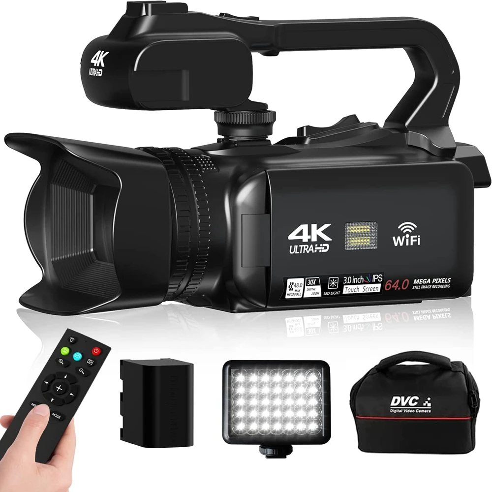 Komery-4K filmadora de vídeo, câmera ao vivo para o YouTube, 64MP, Wi-Fi, zoom 18X, tela sensível ao toque 4.0 