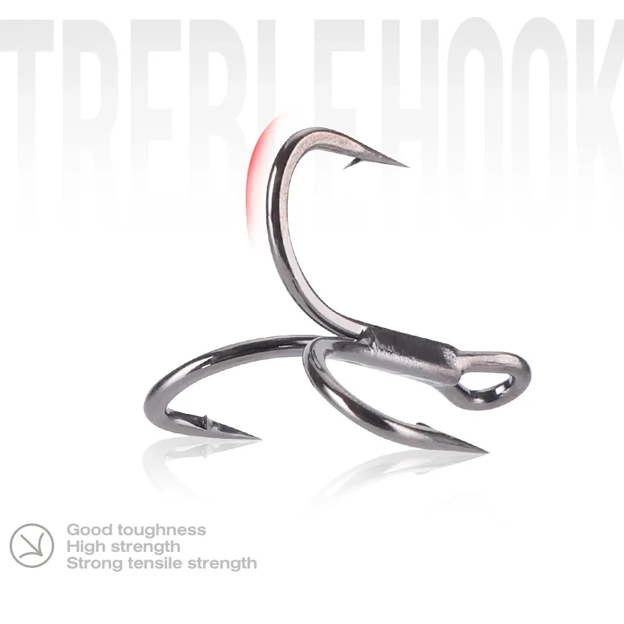 40PCS Treble Hooks 6X Strong Barbed Sharp Fishing Hook 5pcs in