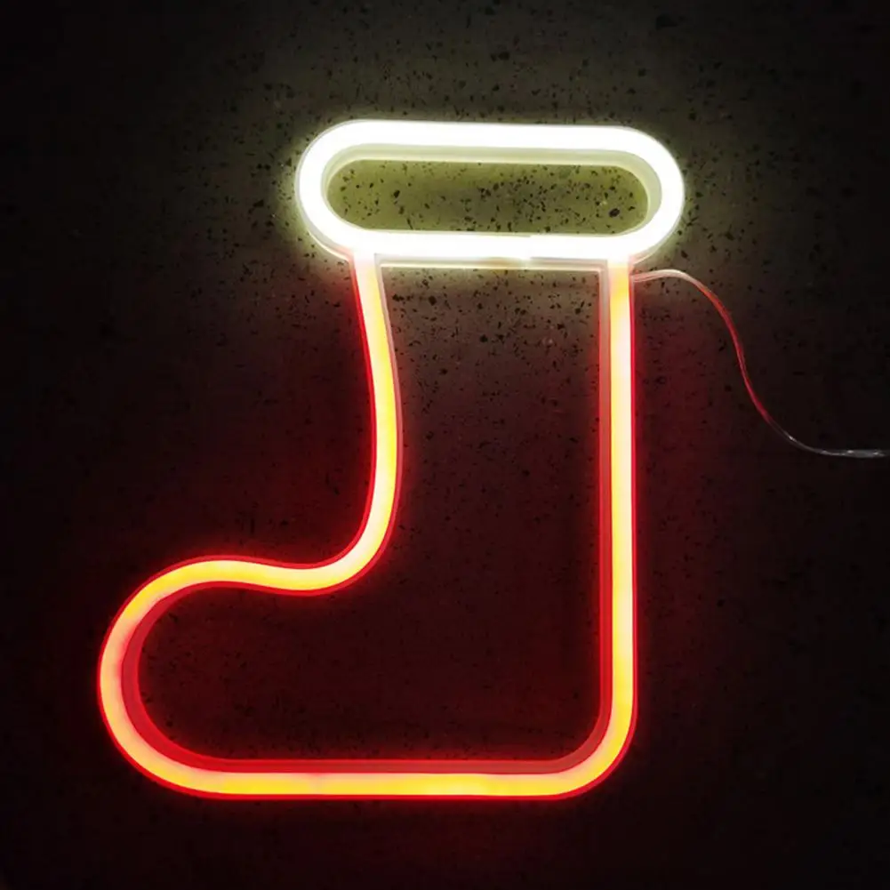 

Decorative Lamp Eye-catching Xmas Stockings Neon Light Decoration Shape Usb/battery Operated Led Lamp for Non-glaring Festive