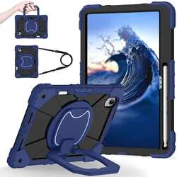 Heavy Duty Shockproof Armor Case with Rotating Stand for With Shoulder Strap (Navy Blue and Black)
