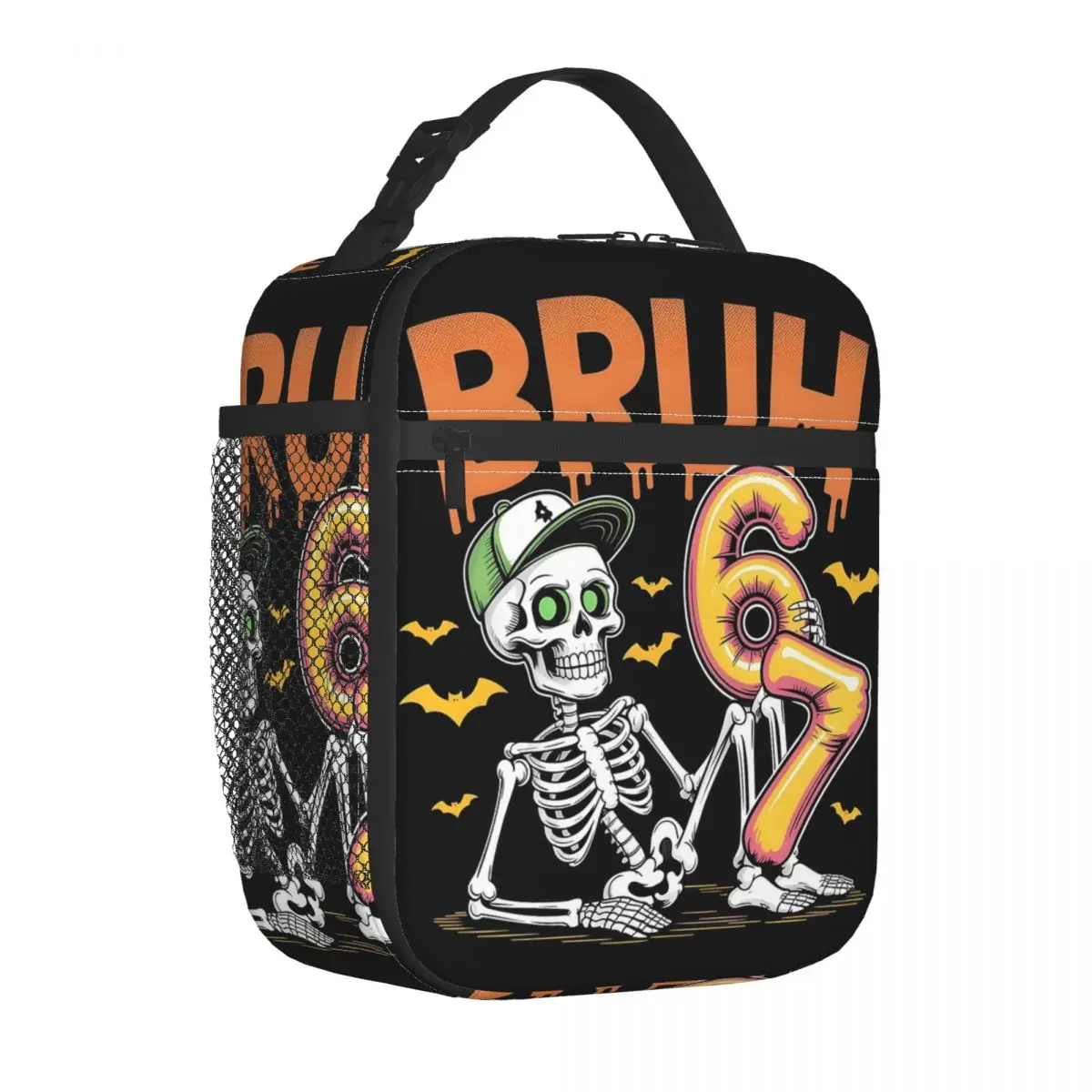 Six Seven Bruh Skeleton Meme 67 절연 도시락 가방 대형 도시락 용기 쿨러 백 토트 도시락 상자 해변 피크닉 소녀 소년