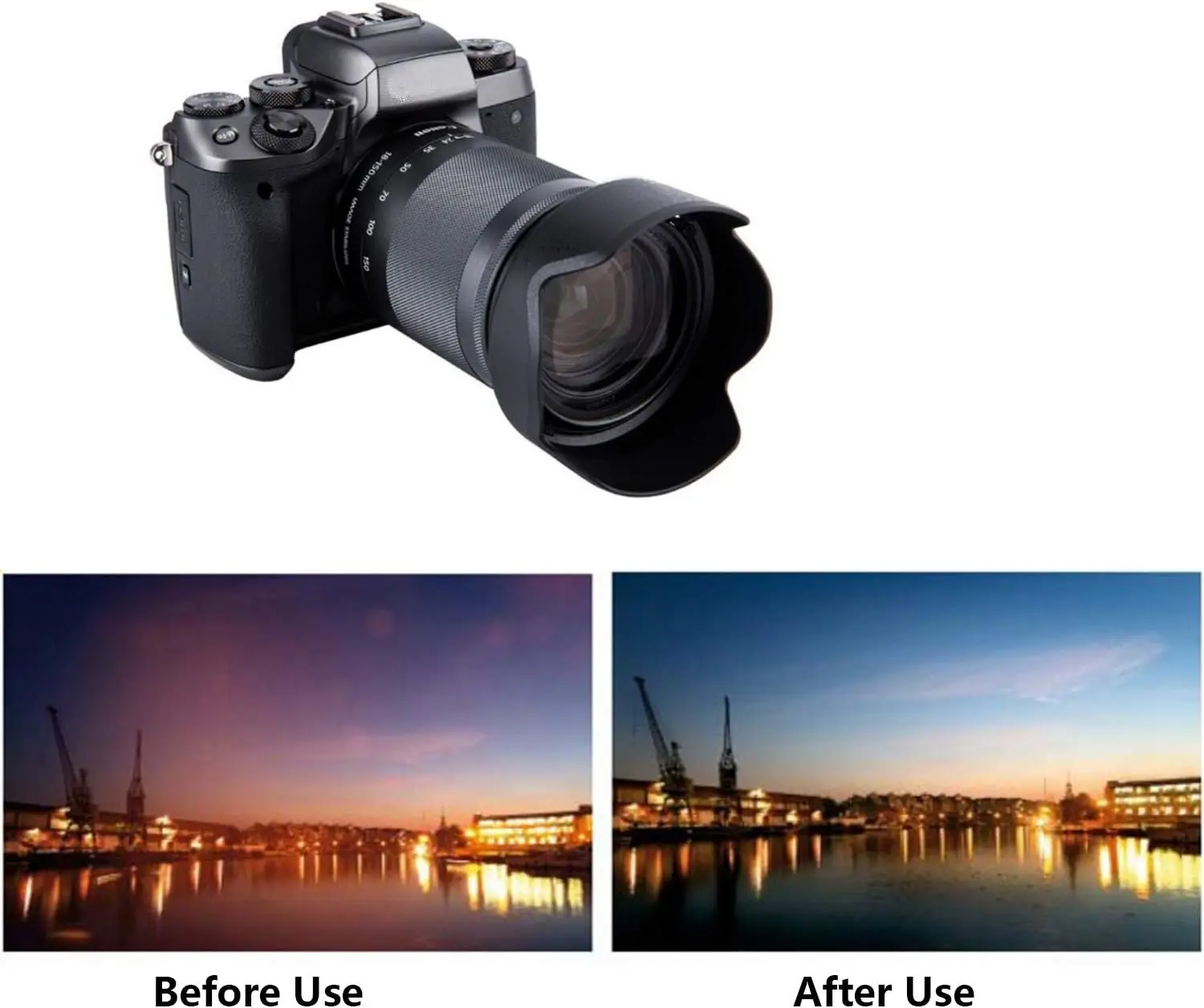 UV Filter Bayonet Lens Hood Cap + 2x Glass Screen Protector For Canon RF-S 18-150mm EF-M 18-150mm  STM Lens on EOS R7 R10 M50 II 3