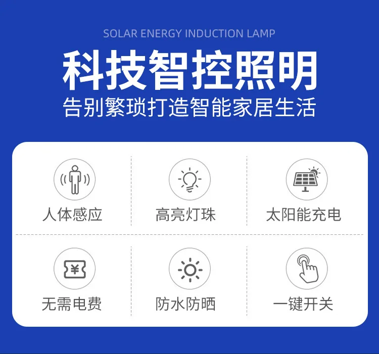 Description Picture 2 of itemNew Energy Solar Outdoor Induction Led Street Lamp Household Waterproof Lighting Wall Lamp Outdoor Courtyard Hanging Lamp