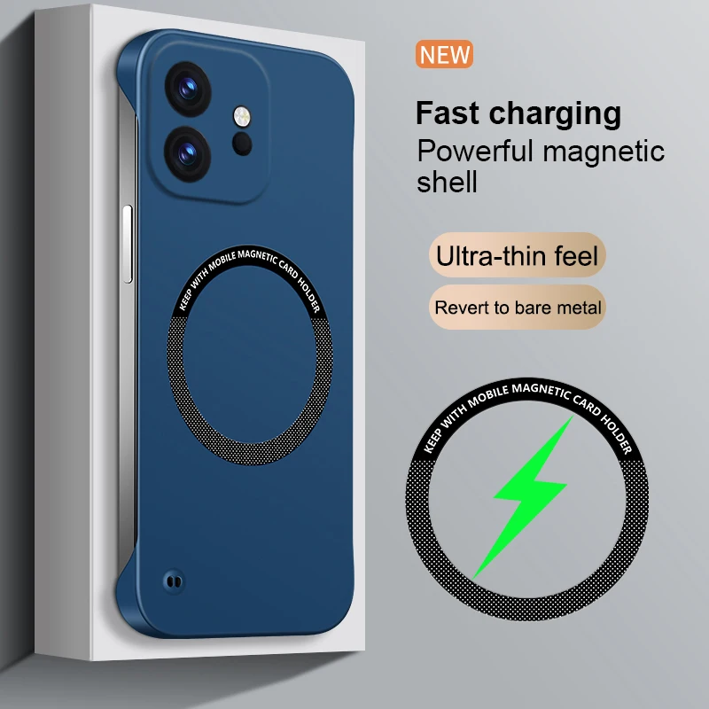 Ultra-Thin Frameless Magnetic Hard Case with Wireless Charging Compatibility
