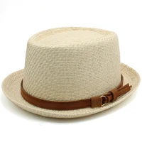 Men Women Straw Pork Pie Hats Summer Sunhat Boater Caps Sailor Sombrero Beach Fedora Trilby Outdoor Travel US Size 7 1/4 UK L 5