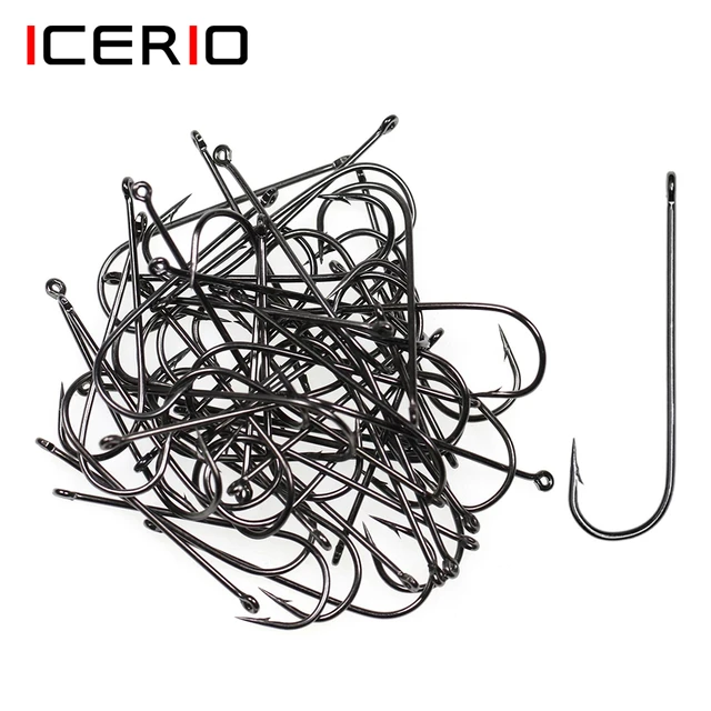 ICERIO 500PCS 16# - 3/0 Long Shank Fine Wire Aberdeen Hook