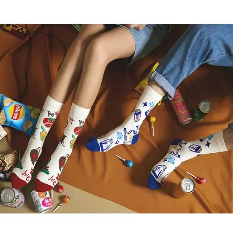 طقم جوارب قطنية برسومات كرتونية ووجوه تعبيرية