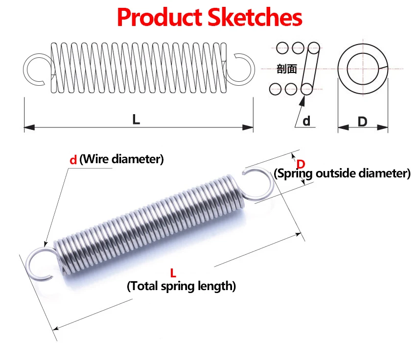 Molla Di Trazione Acciaio Molla Di Trazione Per Filo In Acciaio 65Mn - Diametro 2.0mm, Lunghezza Da 35mm A 300mm Molle Trazione 2.0mm 65mn - Foto 7