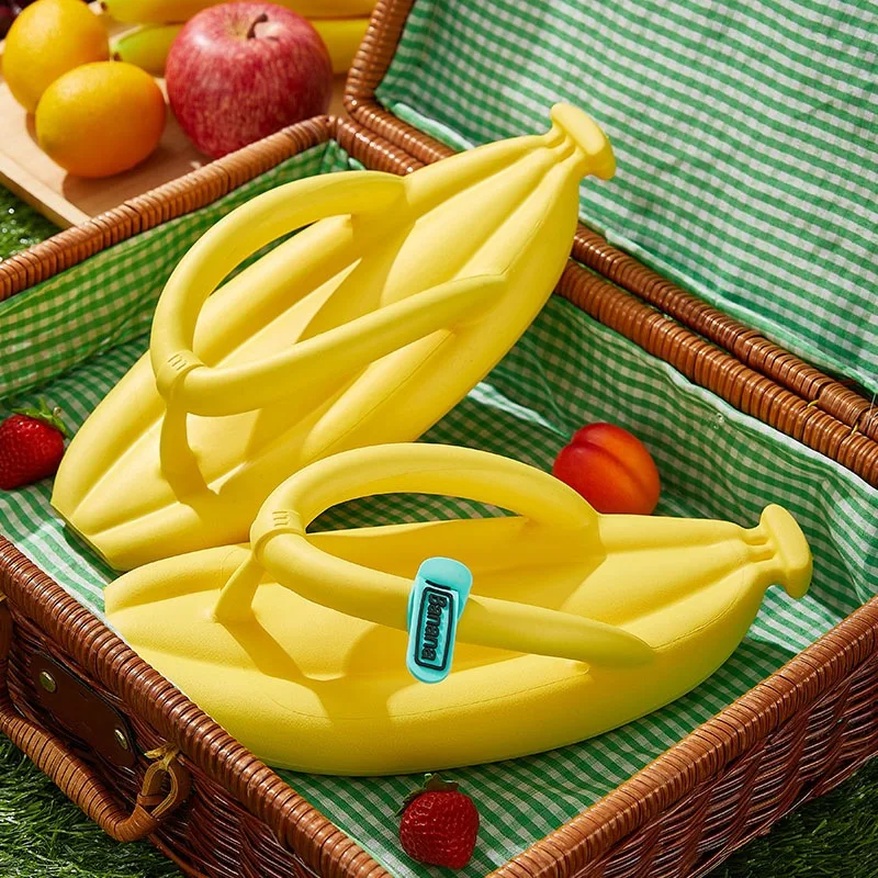 Banana design Flip Flops for Women Men Summer Novelty Slippers Thick Sole Platform Non-Slip Sandals Bathroom Couple Shoes — view 5