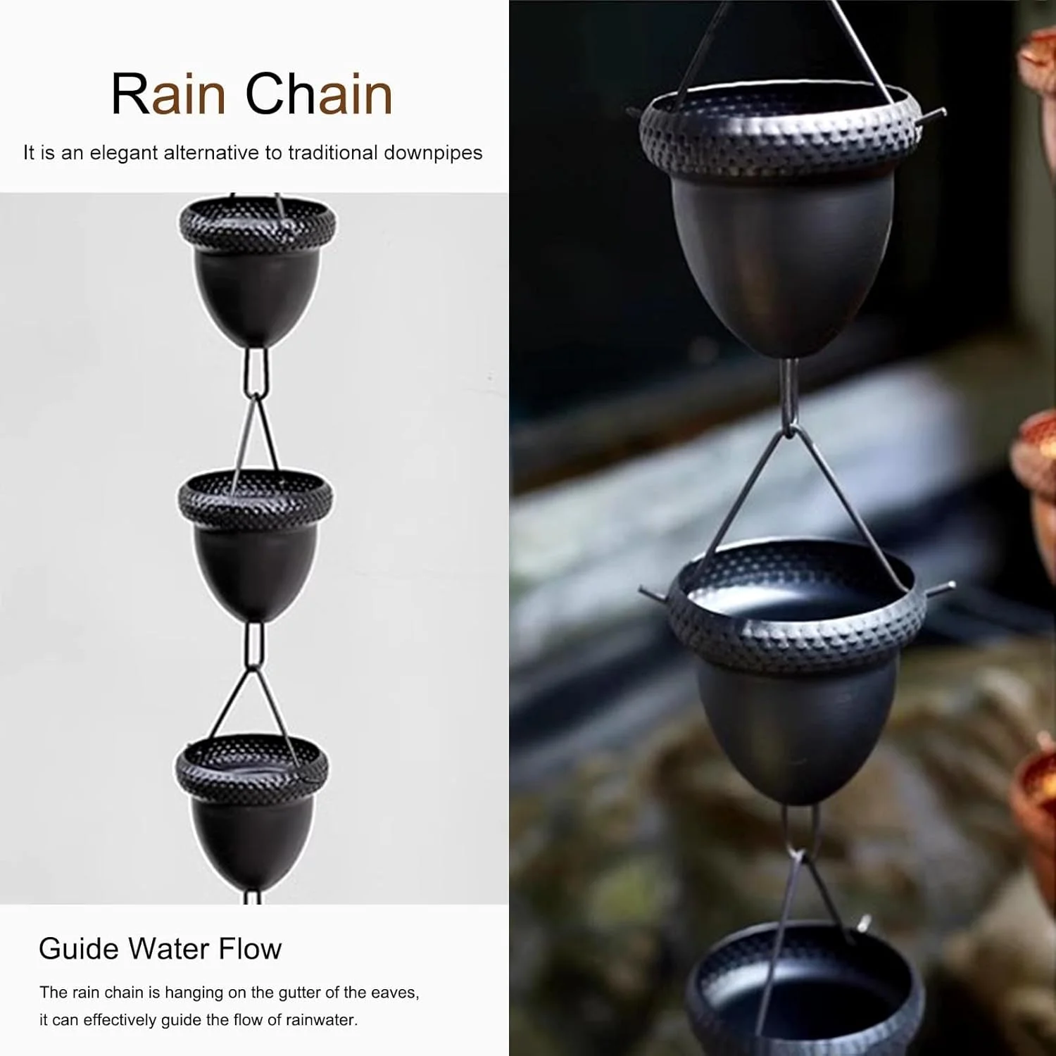 Acorn Wind Chime Cone Rain Chain Ornament Metal Outdoor Garden Wind Chime Decoration