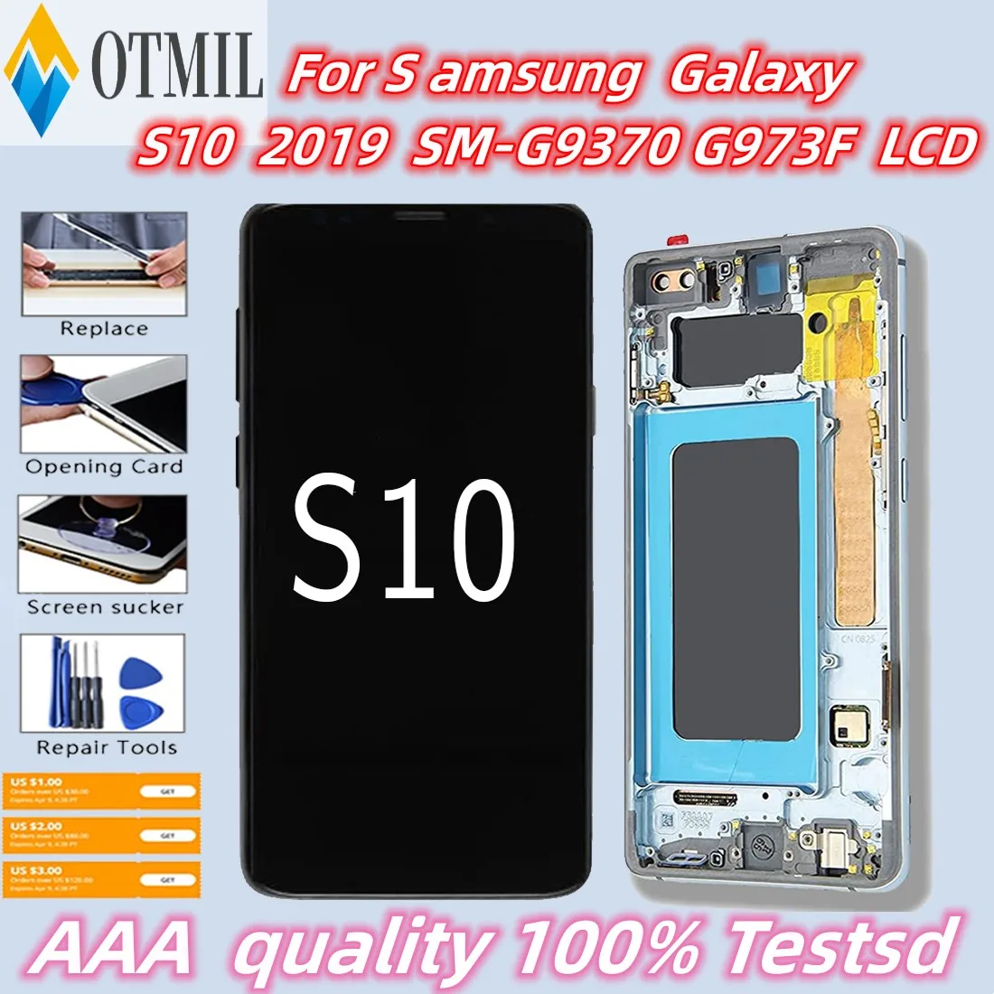 

OLED для Samsung Galaxy S10 2019 SM-G9730 G973F ЖК-дисплей сенсорный экран дигитайзер в сборе для Samsung S10 сменный экран