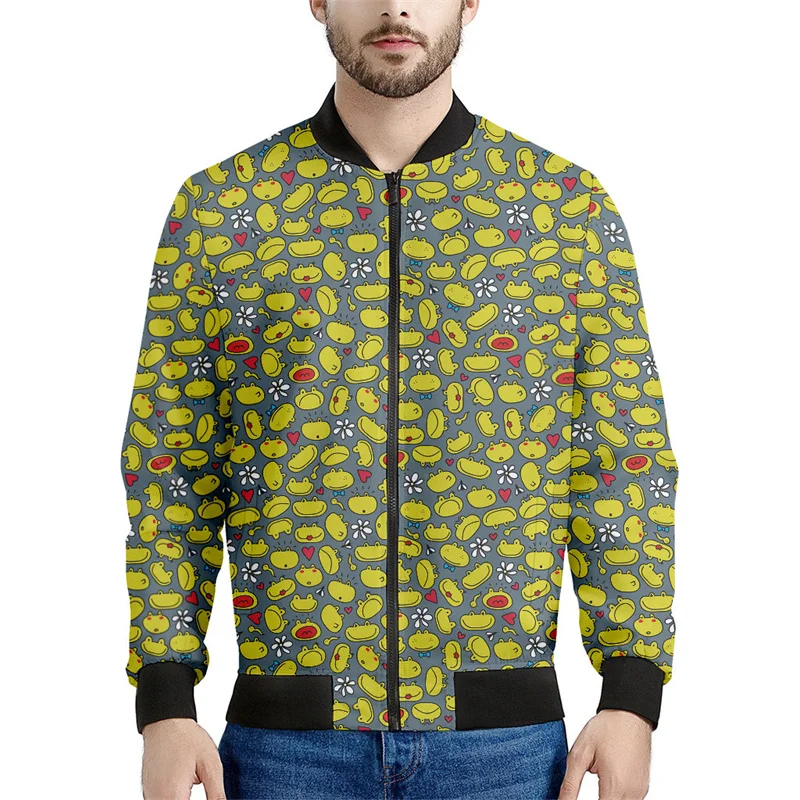 thumbnail image 1 of Chaqueta con cremallera y estampado 3D de rana de dibujos animados para hombre y niño, chaqueta informal de calle con cremallera, sudadera de manga larga, 1 of 4