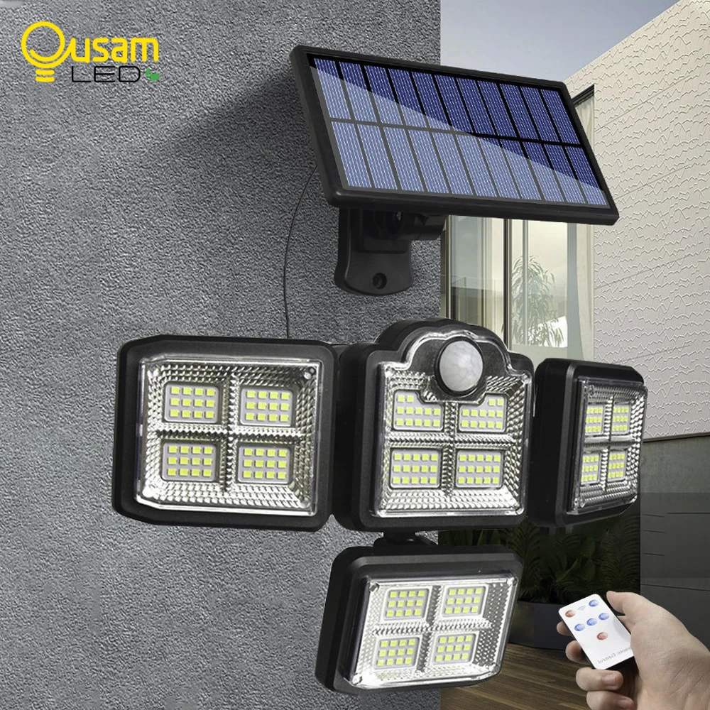 Reflector Solar de luz LED para exteriores, focos con Sensor de movimiento, proyector led de pared 198 luces LED para jardín| | -