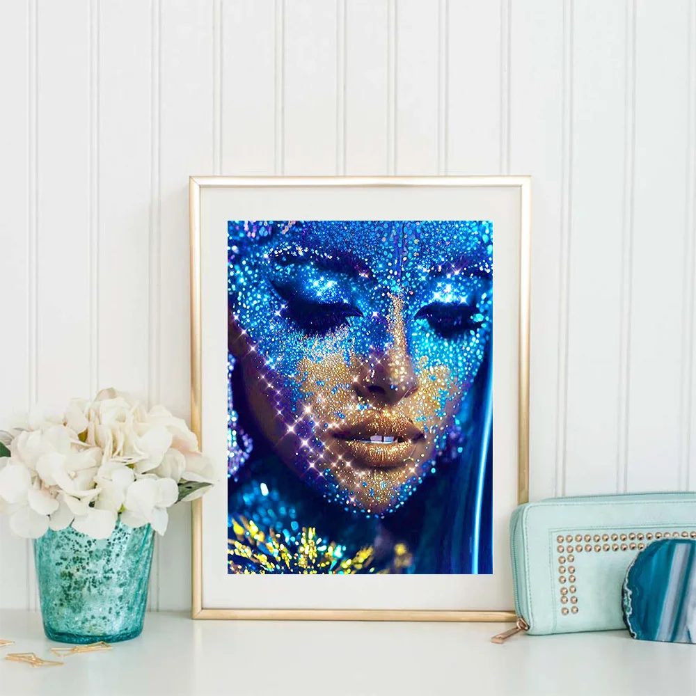 Huacan Diamond Painting Kits Woman Face Cross Stitch Diamond Embroidery  Mosaic Tree Rhinestones Picture Home Art