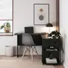 L Shaped Computer Desk with Open Shelves Corner Design Space Saving Furniture Home Office Organization 3