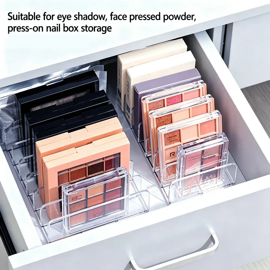Acrylic Makeup Palette Organizer with 7-Grid Storage Compartments