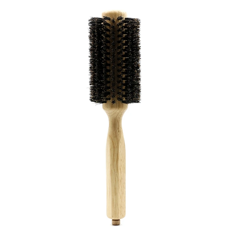 

Barber Salon Wood Handle Boar Bristles Round Brush Removable Tail Professional Hairdressing Hair Brush Hair Round Comb