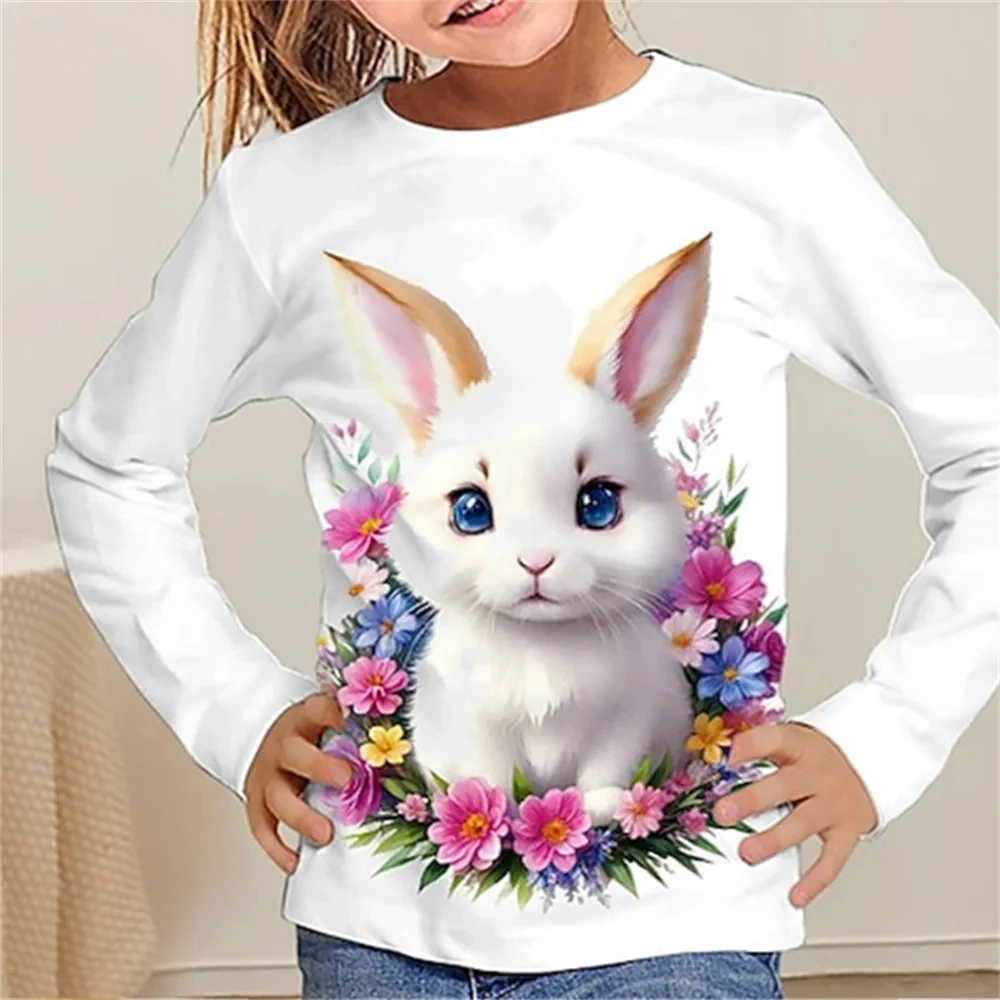 

Kawail Animals Rabbits 3D Printed Long Tshirts Kids Summer Fashion Casual Boy Girl Unisex Round Neck Tshirt Tees Girls Clothes