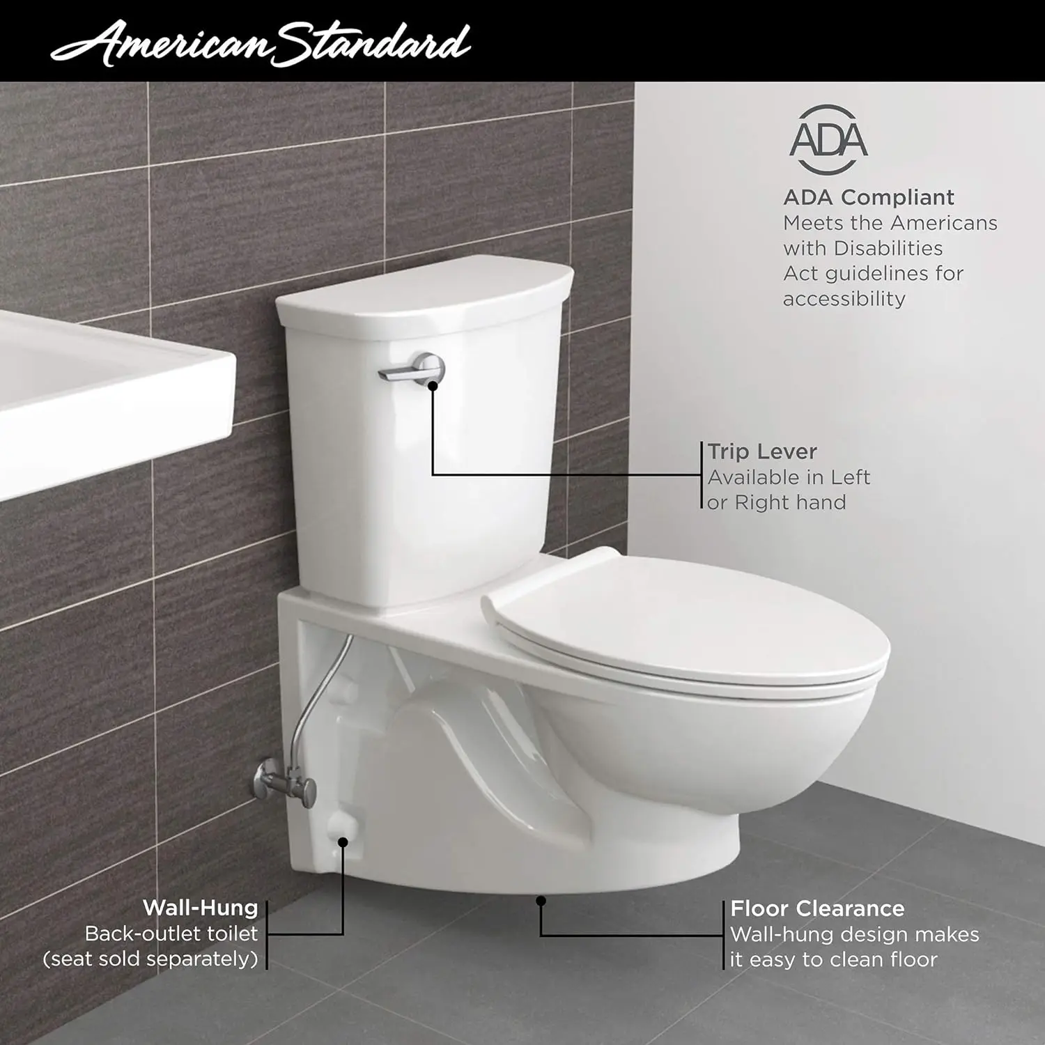 Standard Glenwall VorMax Wall Hung Elongated Toilet with Left Hand Trip Lever Gpf White White squatting toilet 2