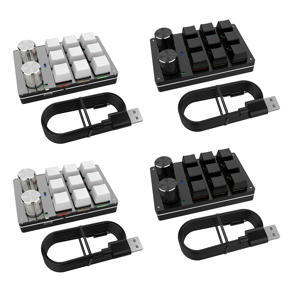 블루투스 USB 사용자 정의 3/4/6/9/12 KeysKeyboard 볼륨 노브 프로그래밍 매크로 게임 포토샵 키패드 기계식 키보드