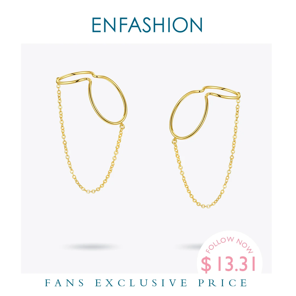 ENFASHION Curve Line Ear Cuff Clip On Earrings For Women Gold Color Big Earcuff Earings Without Piercing Jewelry Kolczyki E1124