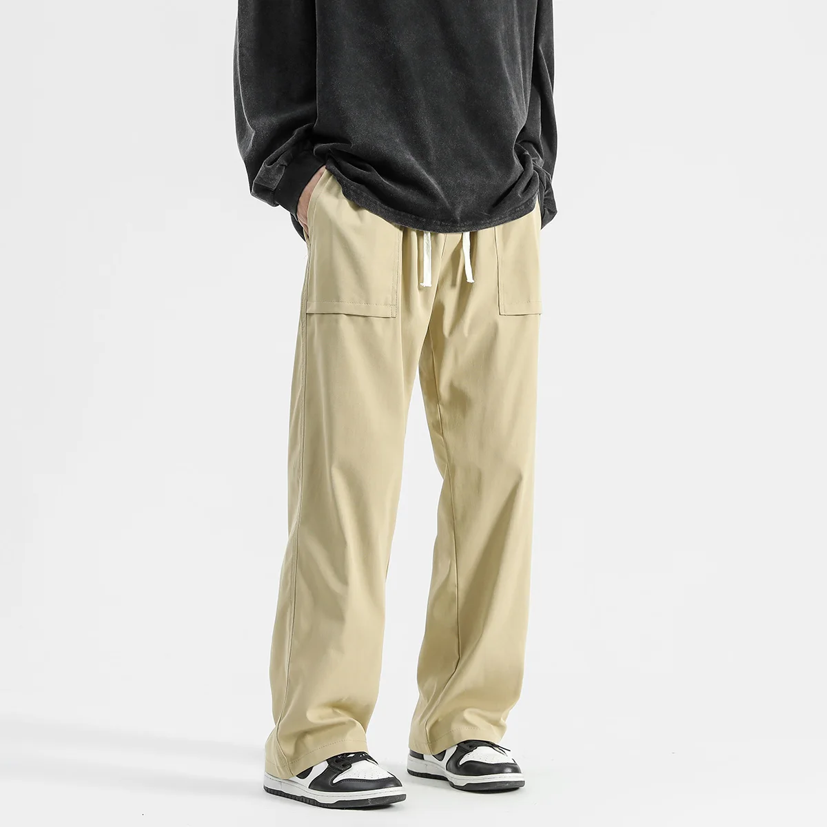 Harem Jogger Pants Men Streetwear Cargo Pants Hip Hop Ribbons Casual Ankle-length Trousers