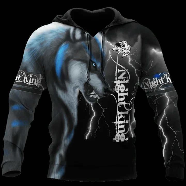 thumbnail image 1 of Sudadera con capucha para hombre, otoño e invierno, estampado 3D de lobo animal, manga larga, holgada, moda urbana, ropa para hombre 6XL, 1 of 4