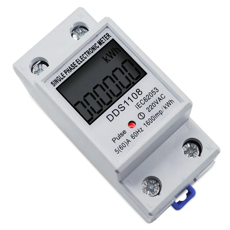 Energy meter LCD single phase electric energy meter KWH AC digital watt-hour meter 220V 60A 50Hz electric Din Rail