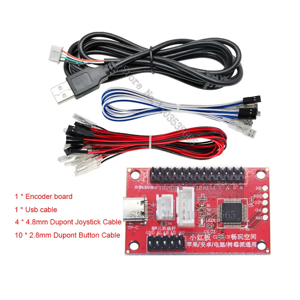 

Мини-контроллер для игр, Usb-кодировщик платы Sanwa Style, джойстик, контроллер для ПК, Android, IOS, Raspberry Pi, аркадные игры «сделай сам» с кабелями