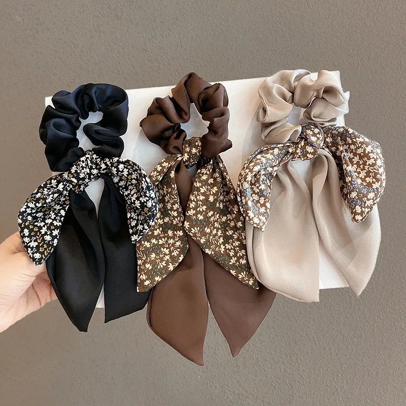 2025 New Korean Floral Bowknot Hair Ties for Women Girls