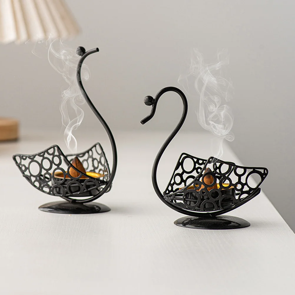 

A Pair of Office Desktop Metal Wrought Iron Swan Decorations Sculpture Couple Ornament Figurines