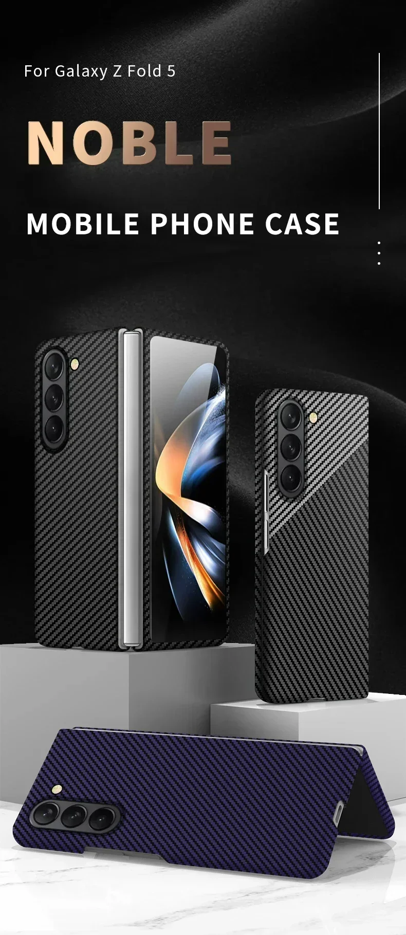 Custodia pieghevole in fibra di lusso ultra sottile e delicata sulla pelle per Samsung Galaxy Z Fold 6 5 4 3 5G, antiurto, rigida per PC_voghion.com