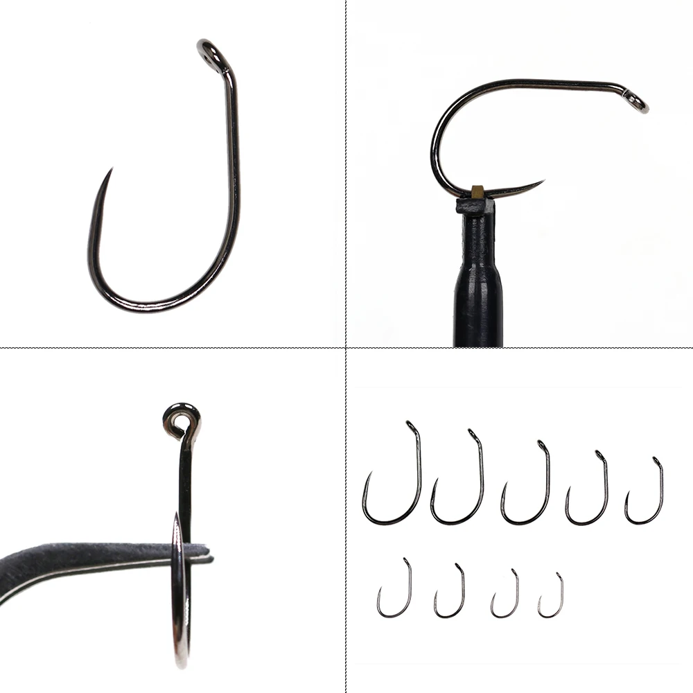 ICERIO 30PCS Competition Barbless Fly Fishing Hook Nymph Dry Wet Flies Jig Fishhook Salmon Trout Fly Tying Hook Non-barbed