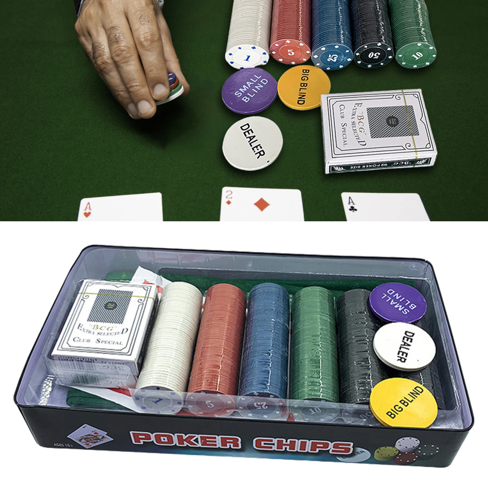 LUOBAO Juego de fichas de póquer para Texas Holdem, Blackjack, con