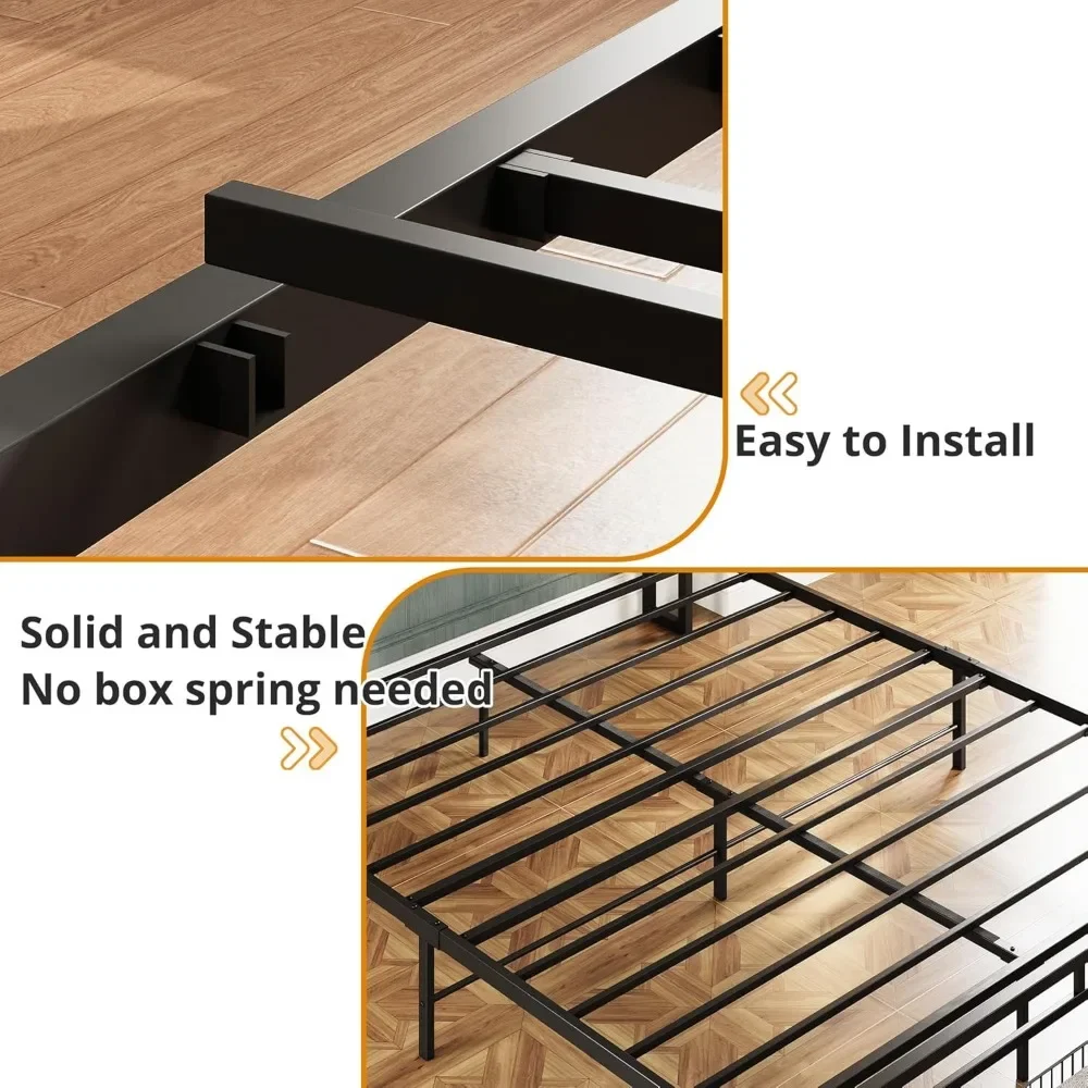 NEW-LIKIMIO California King Size Bed Frame, Storage Headboard with Charging Station, Platform Bed with Drawers, No Box Spring Ne