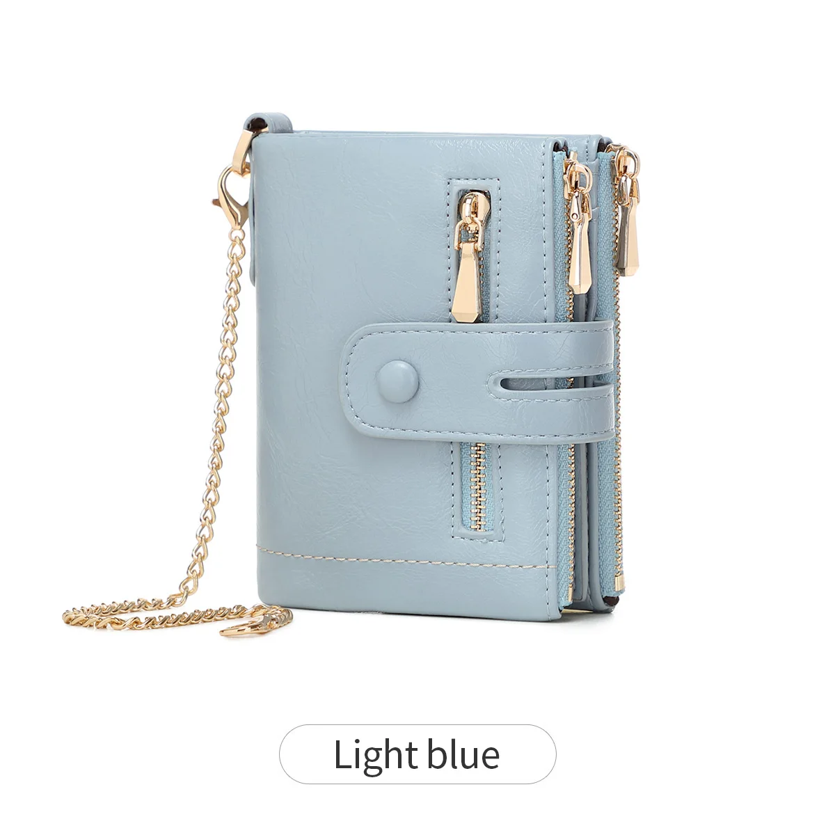 Women's High-Quality PU Leather Wallet with Chain - Large Capacity, Short Card Holder, Retro Design