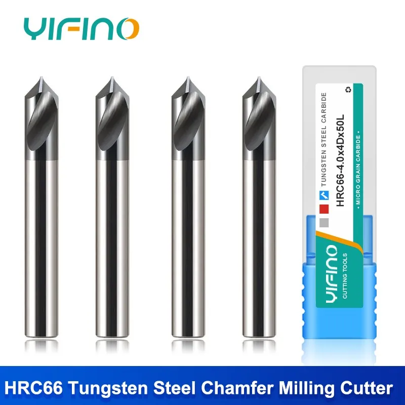 

YIFINO HRC66 Spiral Groove Tungsten Steel Centering Drill 90° Chamfer 2-Flute Milling Cutter Center Drilling Fixed Point Tools