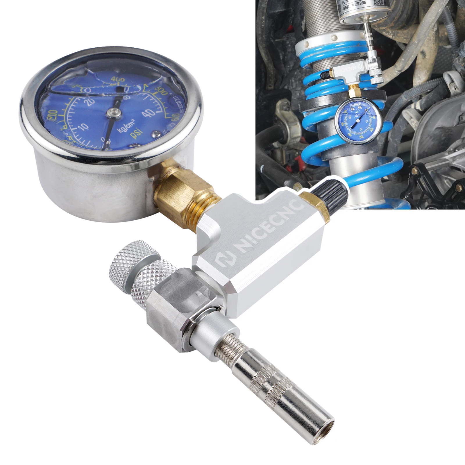 

600psi ATV UTV Nitrogen Pressure Gauge No Loss Chuck Nitrogen Filling Tool for Polaris RZR Yamaha Raptor 700 Honda Suzuki Can-Am