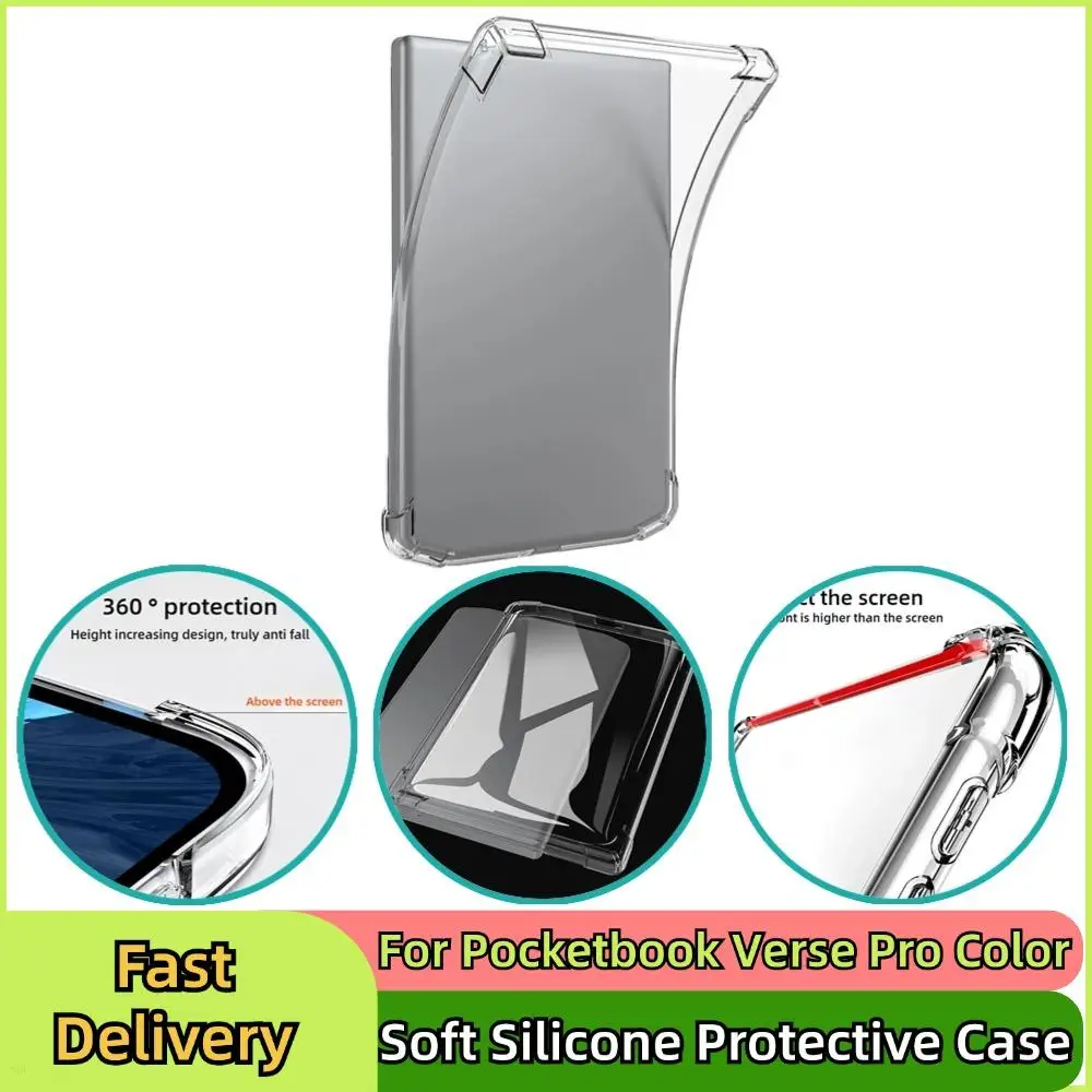 Ereader Case Pocketbook Verse Pro Color Silicone Protective Case EBook Clear TPU Back Cover Anti Drop Shockproof Protector Shell