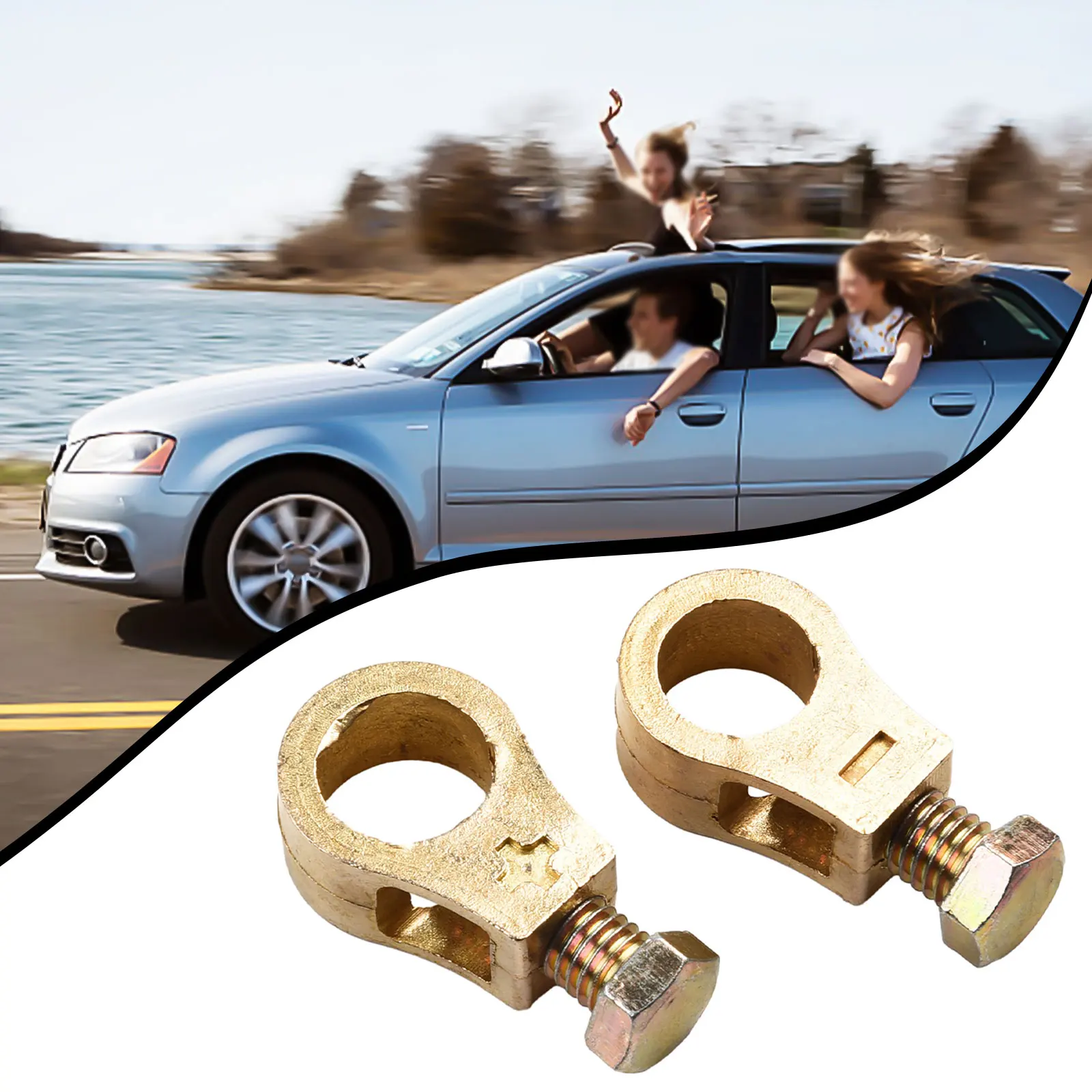 

Cable Clamp Battery Clip Car Battery Pure Copper Terminal Wire With 2 Bolts Car Accessories Firm Installation Replacement