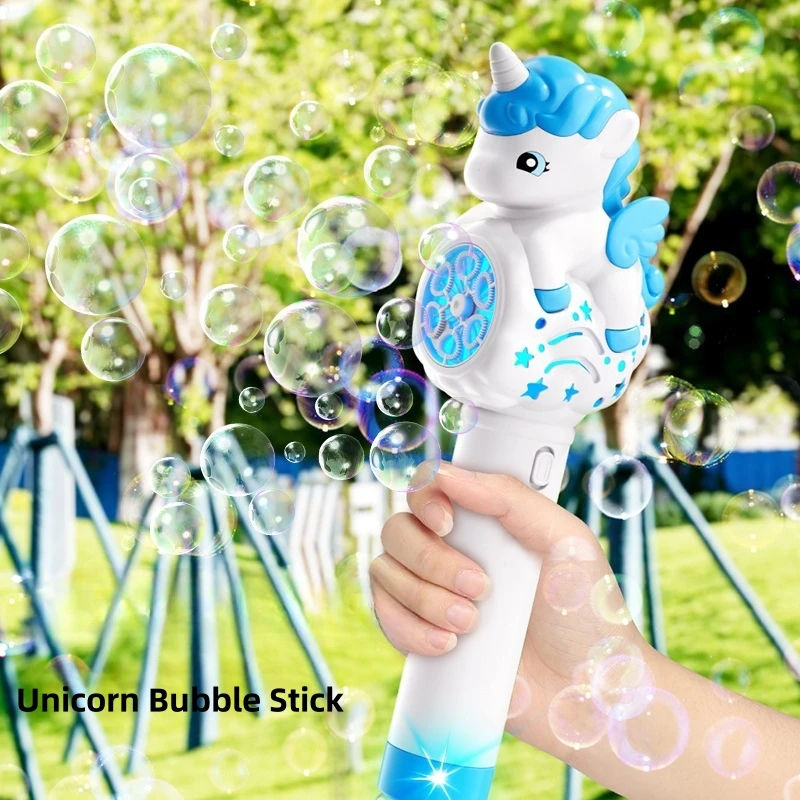 Childrens Unicorn Bubble Blower Machine With Light Automatic Toy_voghion.com