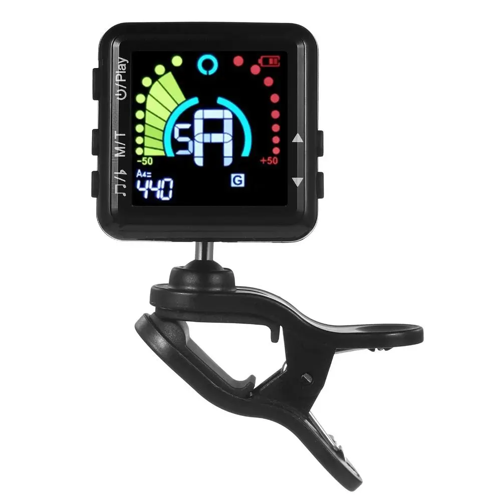 

Professional Electric Guitar Tuner LED Color Display with Metronome Clip-on Violin Ukulele Tuner 360 Rotating Clip